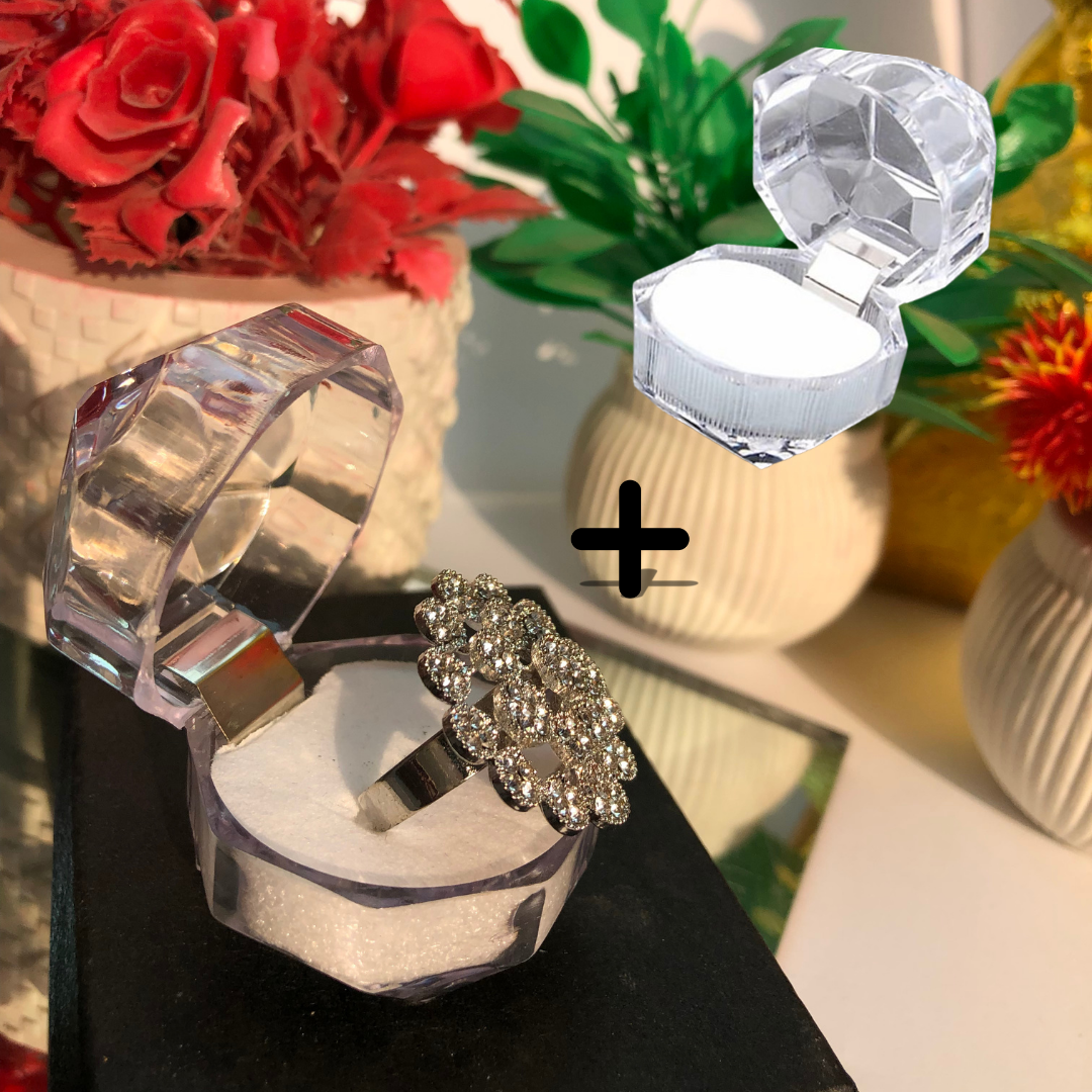 Diamond Cluster Flower Adjustable Ring | Zeestify Store